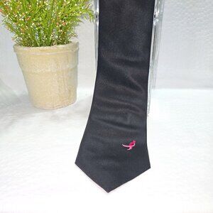 KNOTS FOR HOPE BREAST CANCER AWARENESS TIE  MENS BLACK WITH PINK BOW